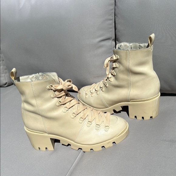 SCHUTZ Size 10B Women's Cream Lace-Up Ankle Boots - Picture 6 of 14